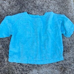 J. Jill Light Blue Linen Top